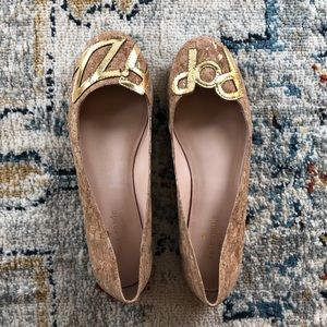 Kate Spade flats 7.5 cork and gold pop fizz